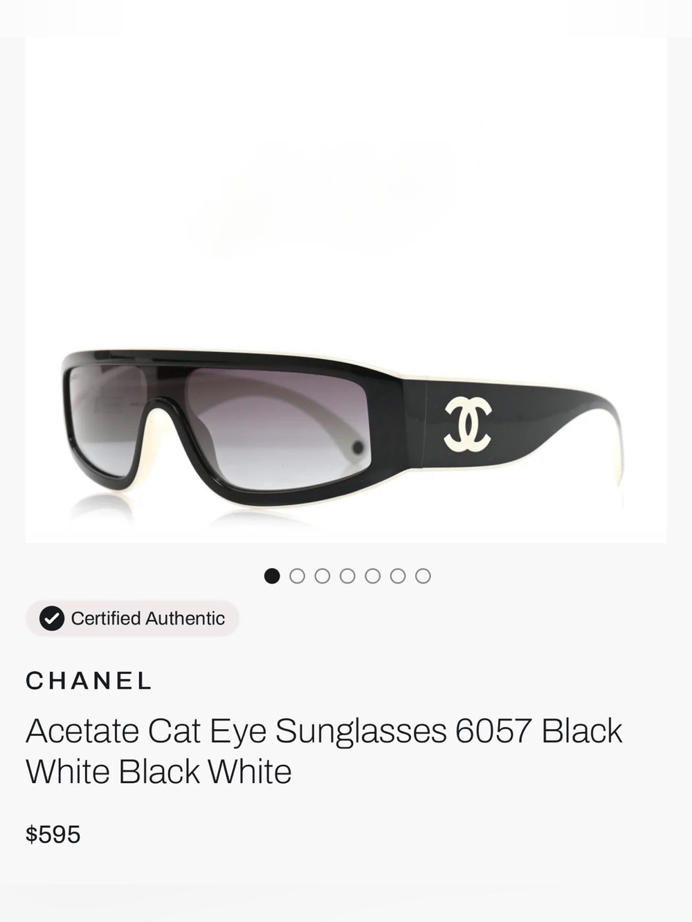NWOT Authentic CHANEL 6057 Black White CC Shield Sunglasses